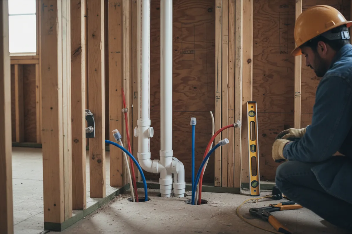 Drain and supply rough-in during Sump Pump Repair in Ellendale